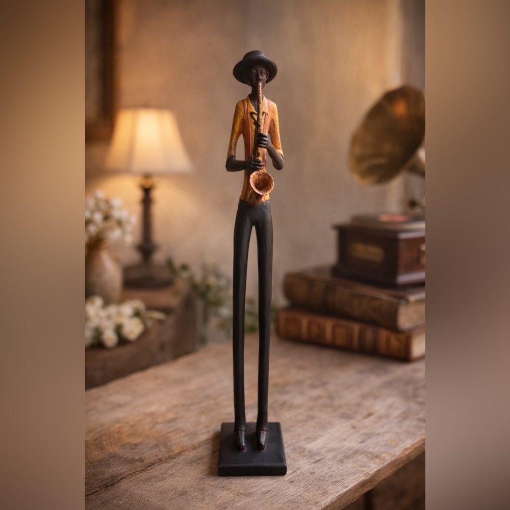 DECO 79 TALL Jazz Saxophone 🎷 Musician Polystone Figurine 4inW 24inT Collect